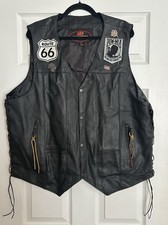 Hot Leathers Vintage Black Side Lace Biker Vest 3XL With POW Buffalo Patches