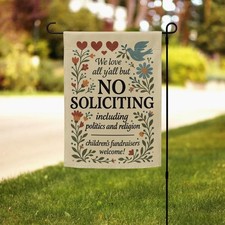 Cute No Soliciting Garden Flag, No Soliciting Yard Sign, Go Away Flag, Funny Yar
