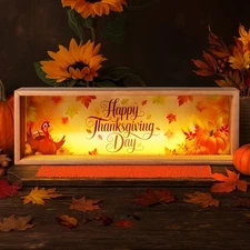 KatchOn, Happy Thanksgiving Centerpiece – Pack of 1 | Light Wood Table Lamp... 