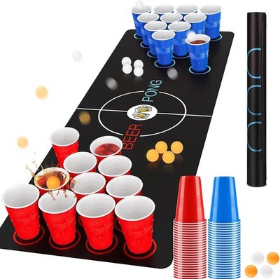 Bierpong Becher Set, Trinkspiel Tisch Matte Set, Beerpong Partybecher 32