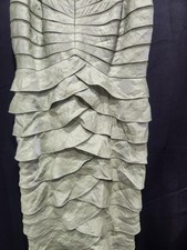 Adrianna Papell Dress Womens 14W Green Tiered Ruffle Sheath Midi Formal Evening