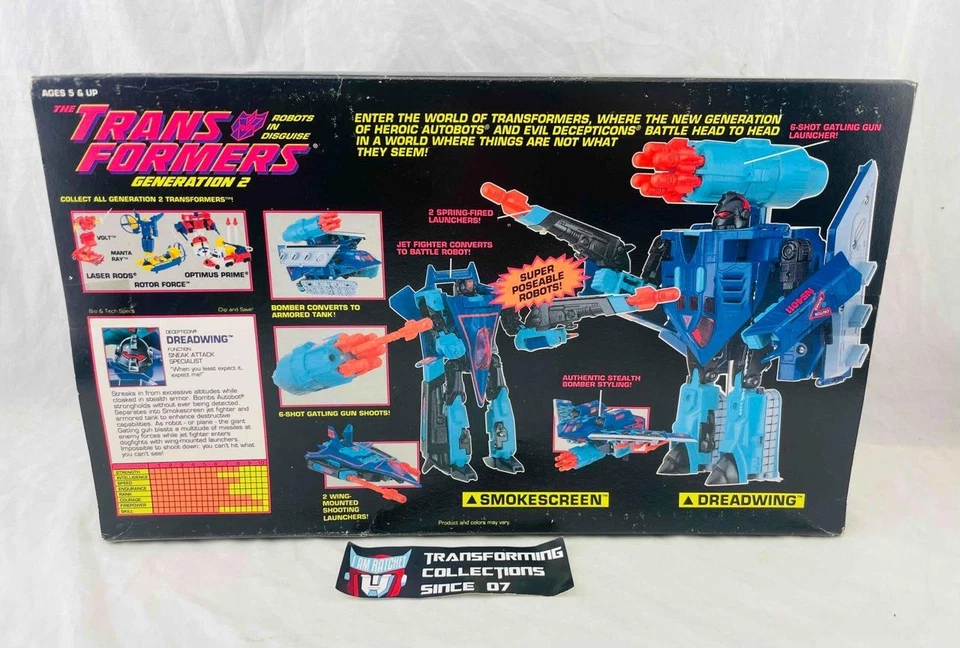Transformers Original G2 1993 Decepticon Dreadwing With Smokescreen MISB - Image 3 of 4