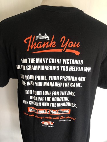 THANK YOU BRUCE BOCHY Official San Francisco Giants Baseball T-Shirt Size Large - Picture 6 of 7