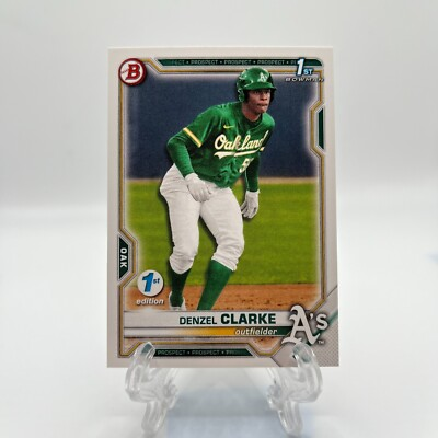 #ad 2021 Topps Bowman 1st Edition DENZEL CLARKE Rookie Oakland Athletics #BD 128 QTY $0.99