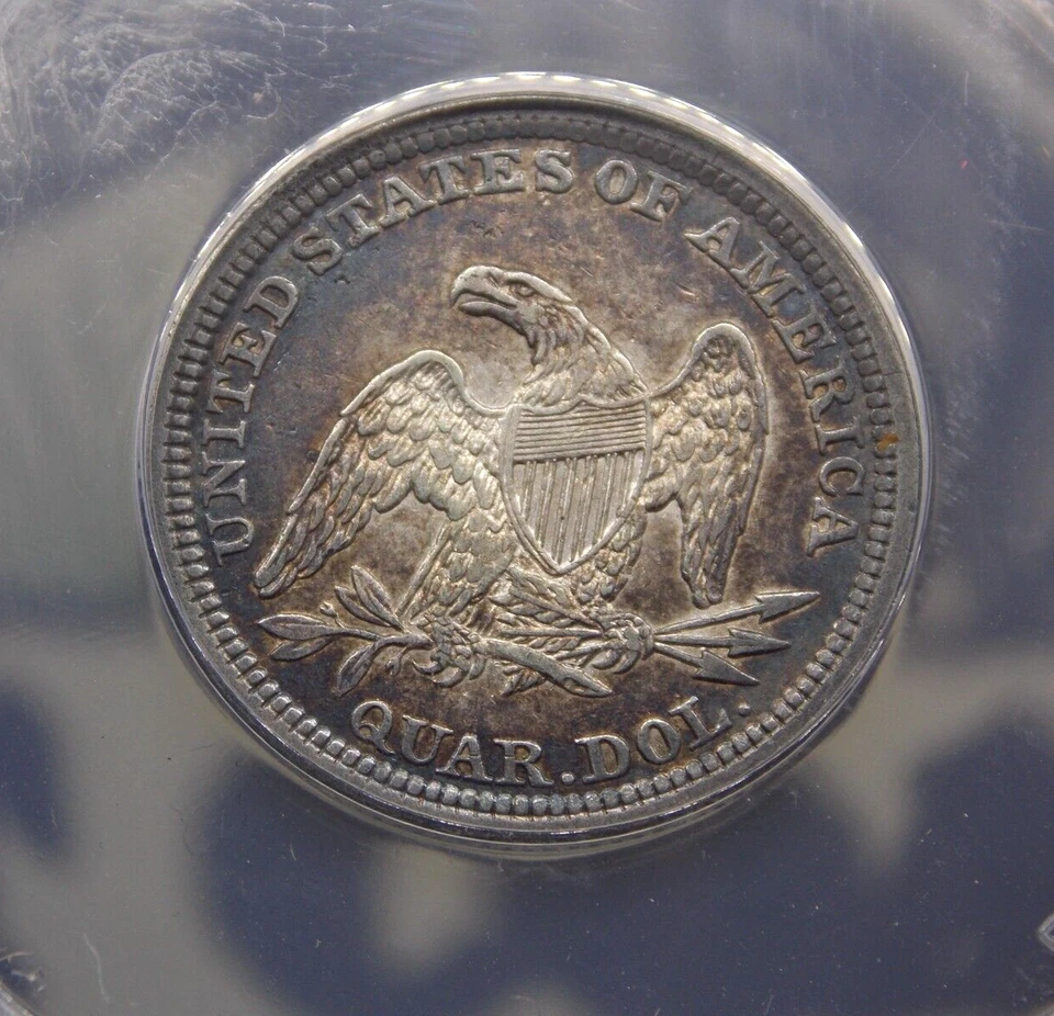 1854 "P" Seated Liberty Quarter *ARROWS* 25c ANACS EF40 XF Details #181 ECC&C - Image 4 of 4