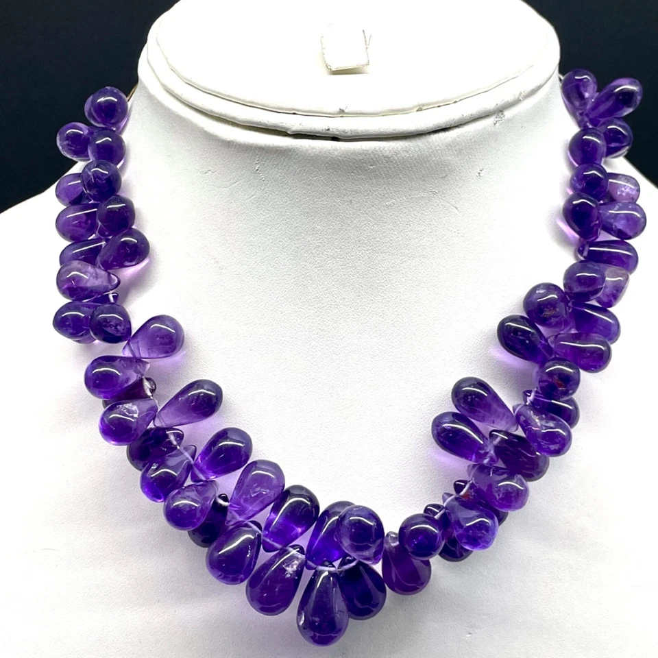 Lote de 60 piedras preciosas sueltas briolette cabujón perforado amatista africana natural Foto 3 de 4