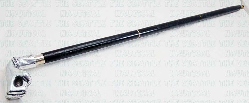 Bastón de mano de madera con mango de garra perforadora acabado cromado para regalo de Navidad Foto 2 de 4