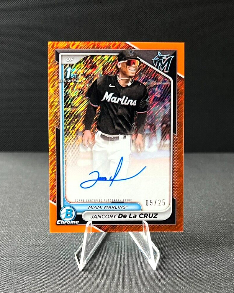 Jancory De La Cruz 2024 Bowman Chrome Prospect Auto #CPAJDL Orange Shimmer /25