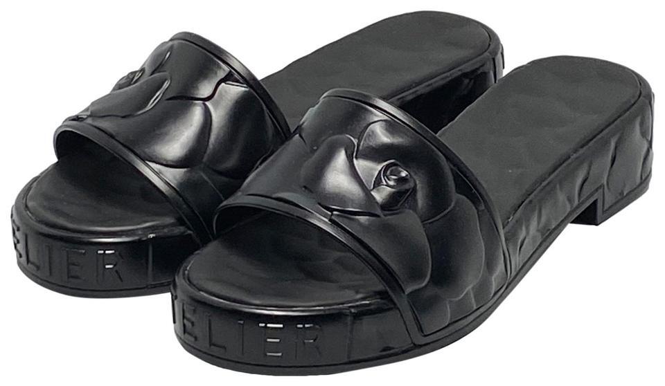 NEW Valentino Platform Sculpted Poolside Mules Slides Black 35 38