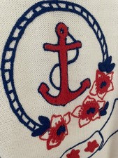 Vintage Coastal Grandma Chenille Embroidered Sweater
