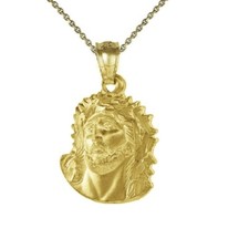 Argento Sterling Placcato Oro Giallo Collana W/ Sacra Volto Di Gesù Ciondolo