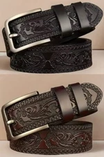 Mens Belt Embossed Leather Belts for Men Dress Jeans Belt for Men's CLEARANCE!!!