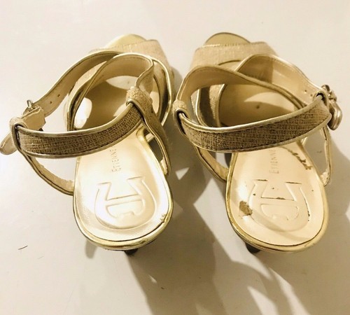 Sandali donna Etienne Aigner taglia 7 oro slingback Julia punta aperta - Foto 4 di 11