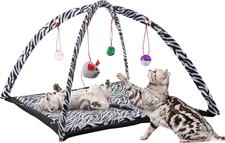 Cat Activity Center- Interactive Play Area Station for Cats, Kittens with Fleece