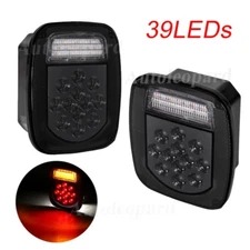 2x Universal 39LED Stop Tail Light w amber Turn Lamp for Truck Trailer Boat Jeep