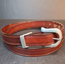 Vintage Brown Full Grain Cowhide Dress Belt - Made in USA - Men's Size 42/105