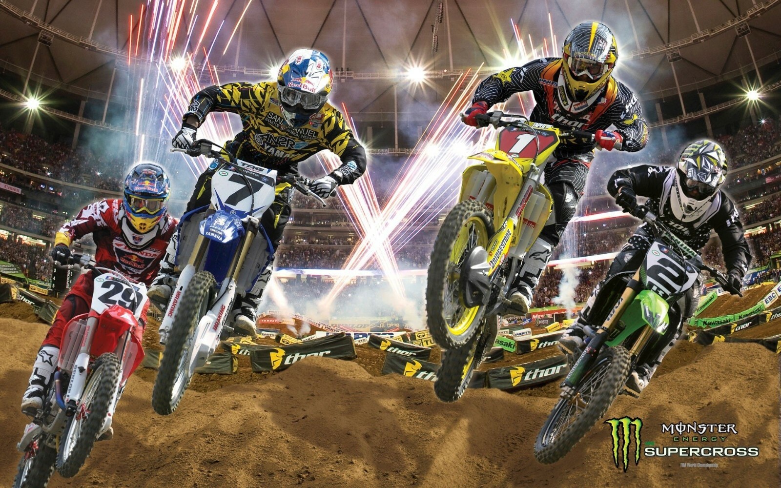 Toile moto cross 50x70 cm - Tableau de course de moto vintage pour décoration murale
