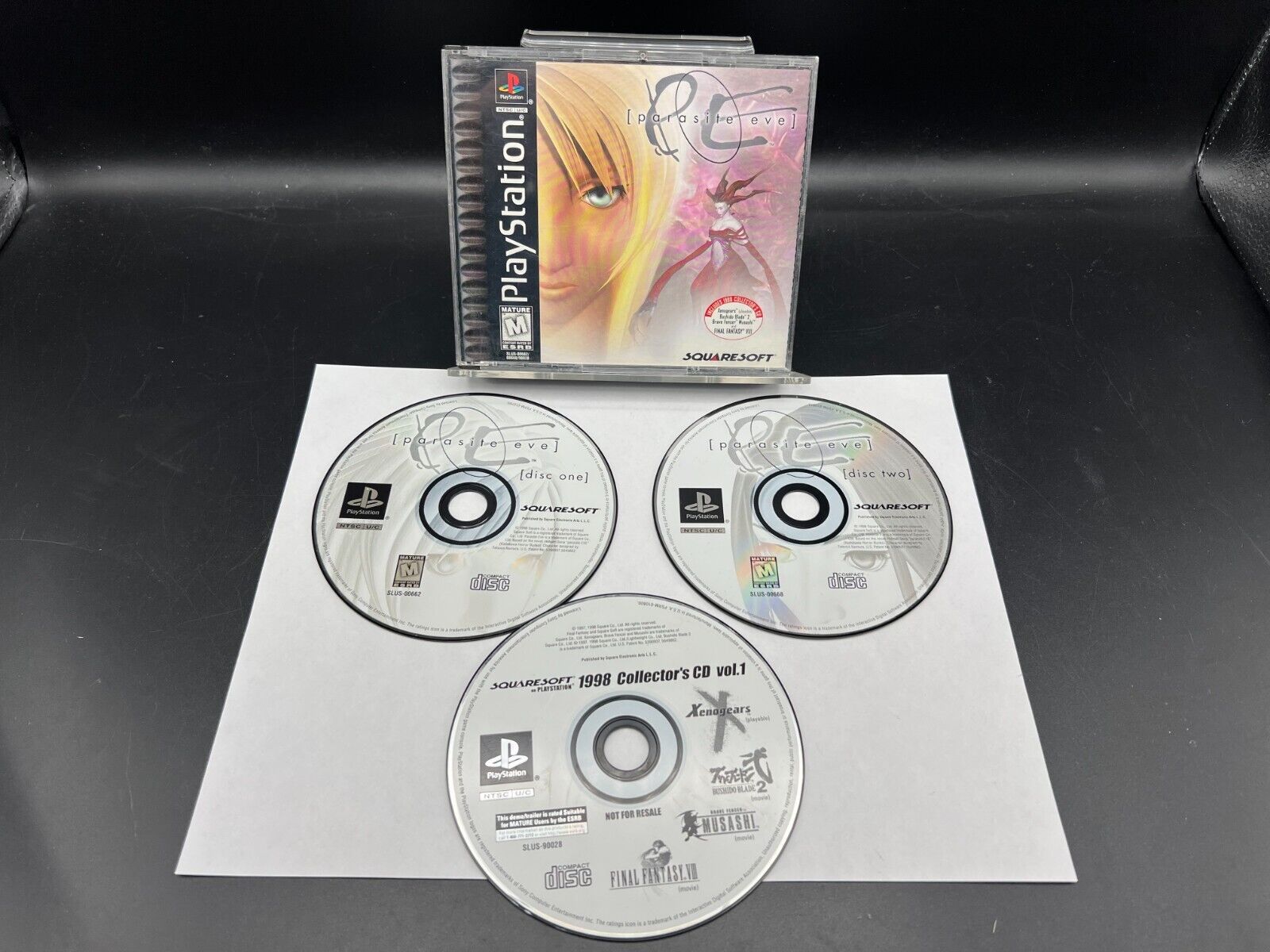 Parasite Eve, 3 disc Playstation, PS1 Black Label NTSC U/C Collector's CD