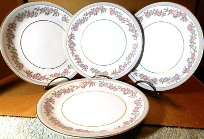 Noritake~5433 White Grey Gold Pink Flowers 8