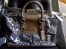 COACH Ashley Ocelot Lurex Satchel Handbag Convertible Shoulder Bag Purse F15520