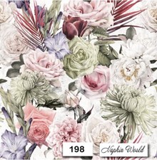  198 TWO Paper LUNCHEON Decoupage Art Craft Napkins - ROSES MUMS MIXED FLOWERS