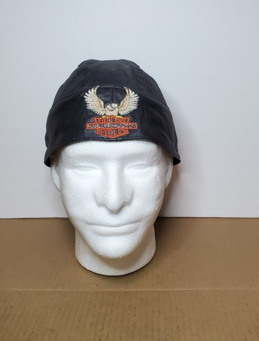 Vintage Harley Davidson Embroidered Black Skull Cap Bandana  display picture 2