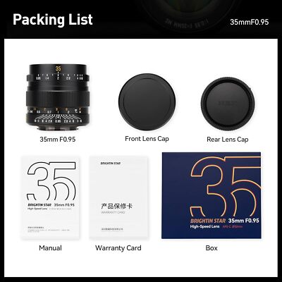 Brightin Star 35mm F0.95 APS-C Fixed Focus Lens for Canon Nikon