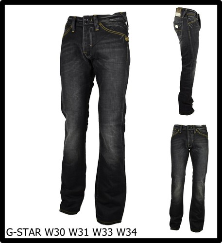 jeans uomo g-star w34l34 a vita bassa neri pantaloni bootcut gamba larga  dritta | eBay