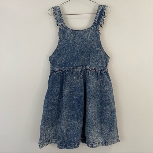 Vintage Oshkosh Acid Wash Overall Dress Girls Sz 10 Blue Jean Made in USA Cute! - Picture 7 of 13