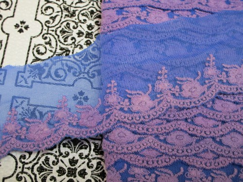 3 Yards in 2" Breite in Lavendel Kornblumen Farbe Baumwolle & Tüll Borte, Brautborte - Bild 3 von 5