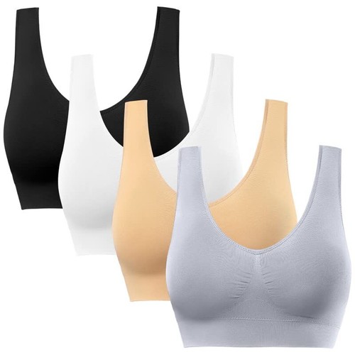 Sports Bras for Women 4 Pack Seamless Removable Pads Sleep Bras Yoga Bra Comf...