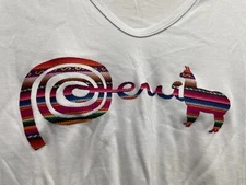Cusco Perú Women’s  Shirt White Llama Multicolor Threading Weave Size XL Spanish