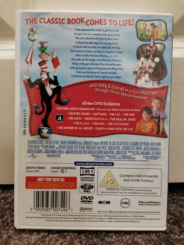 Dr. Seuss' The Cat in the Hat (2003) DVD Cert PG 1h 22m Comedy Family Mike Myers - Image 2 of 2