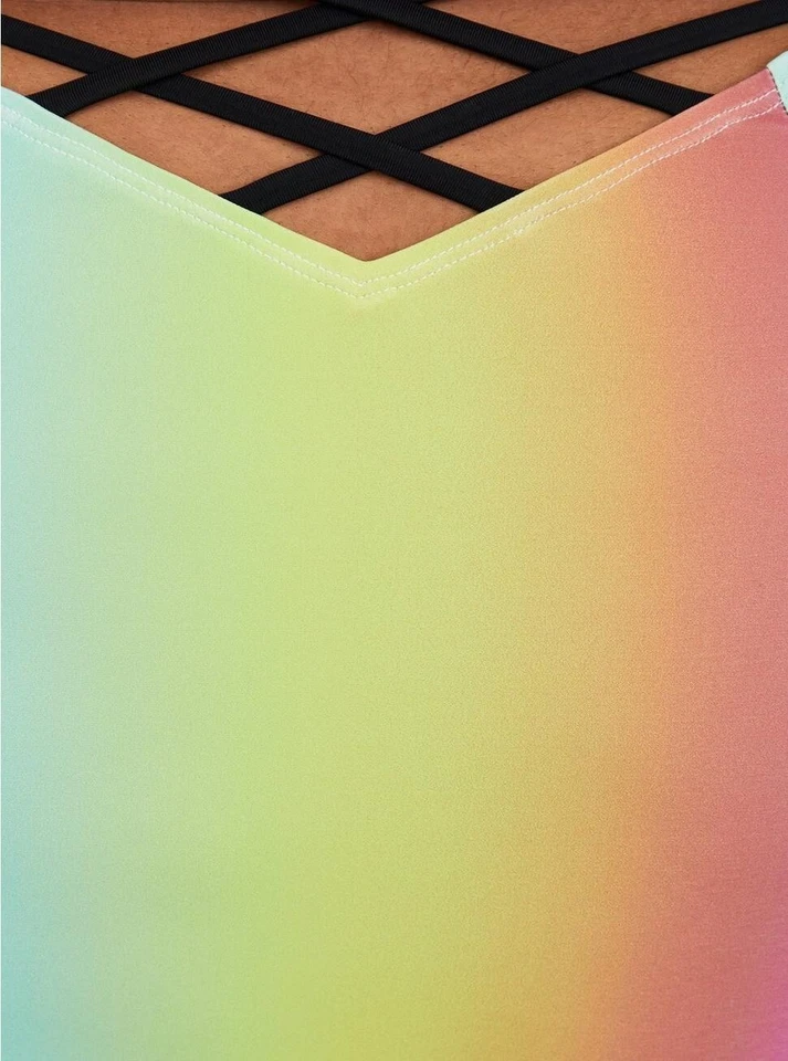 Traje de baño para mujer Torrid 3x arco iris tiro alto tiras parte inferior de bikini 22-24 Plus sol Foto 4 de 4