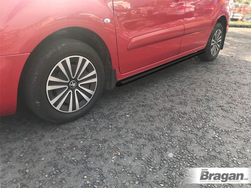 Black Side Bars For Peugeot Partner 2016-2019 Van Steel Tube 2" Without Mudflaps - Picture 2 of 3