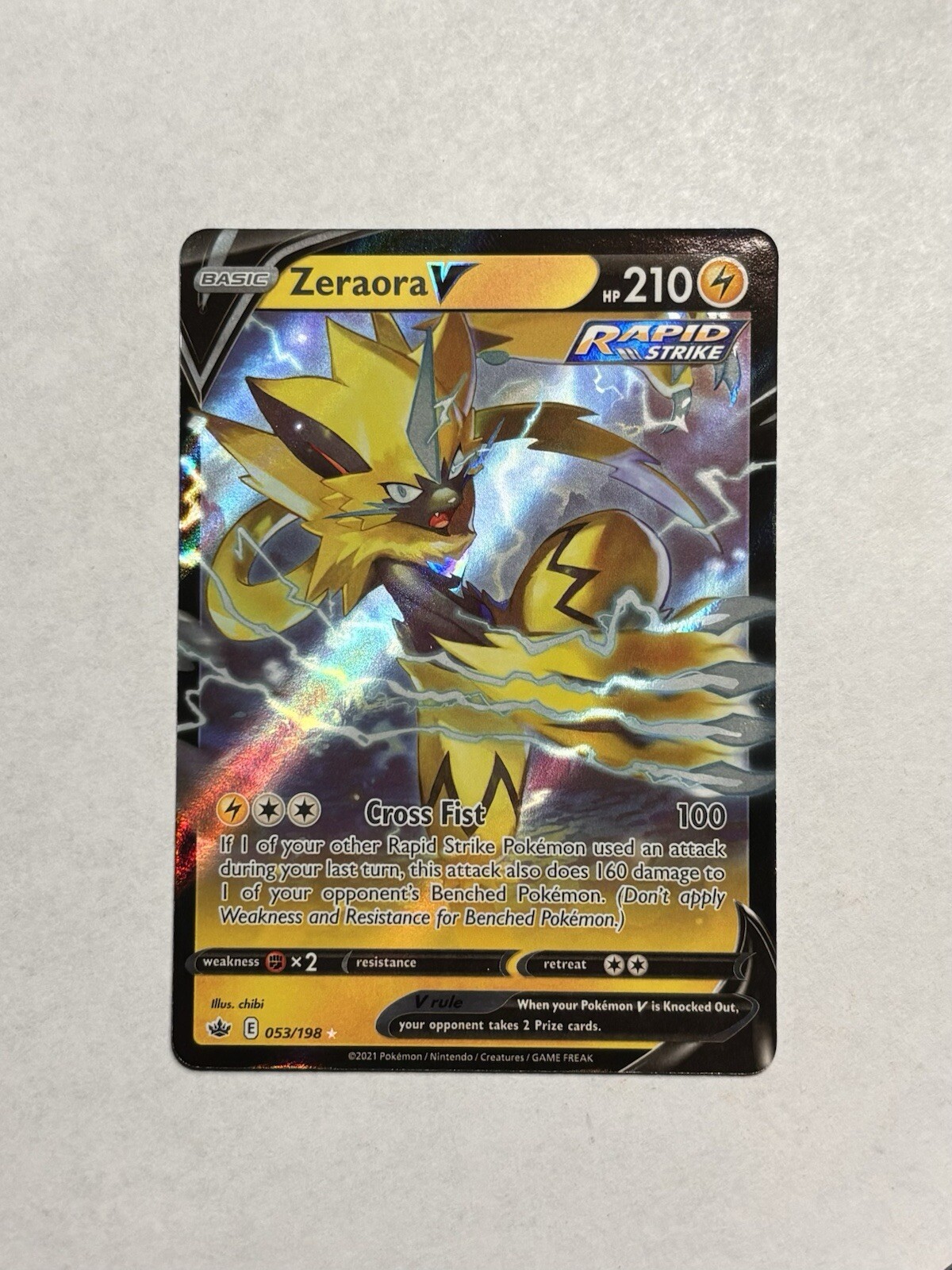 Zeraora V 053/198 Ultra Rare Chilling Reign Pokemon TCG Pack Fresh Mint/NM