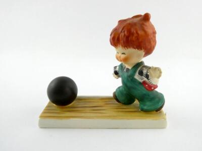Goebel RED HEADS Strike Figurine Charlot Byj Child Bowling VERY GOOD CONDITION