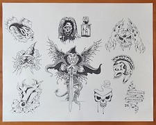 1989 OLD VINTAGE Greg Ardron Traditional Tattoo Flash Sheet Sydney AUS Wizard