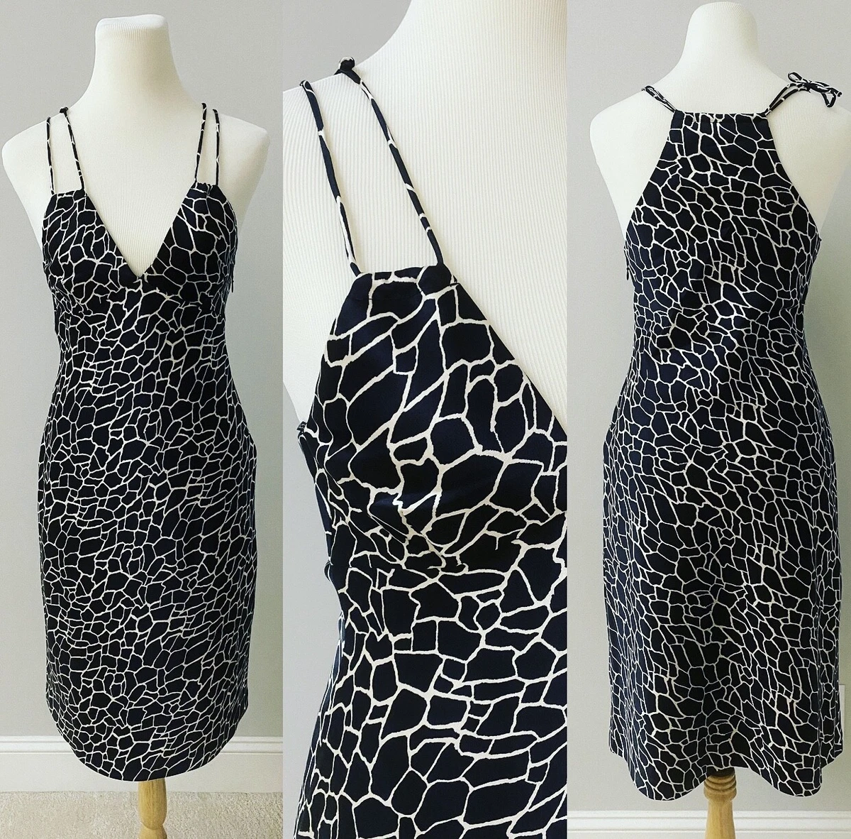 GUESS Collection Silky Satin Dress Black &amp; White Print Size 6 NEW! $118 | eBay