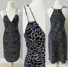 GUESS Collection Silky Satin Dress Black & White Animal Print Size 6 NEW! $118