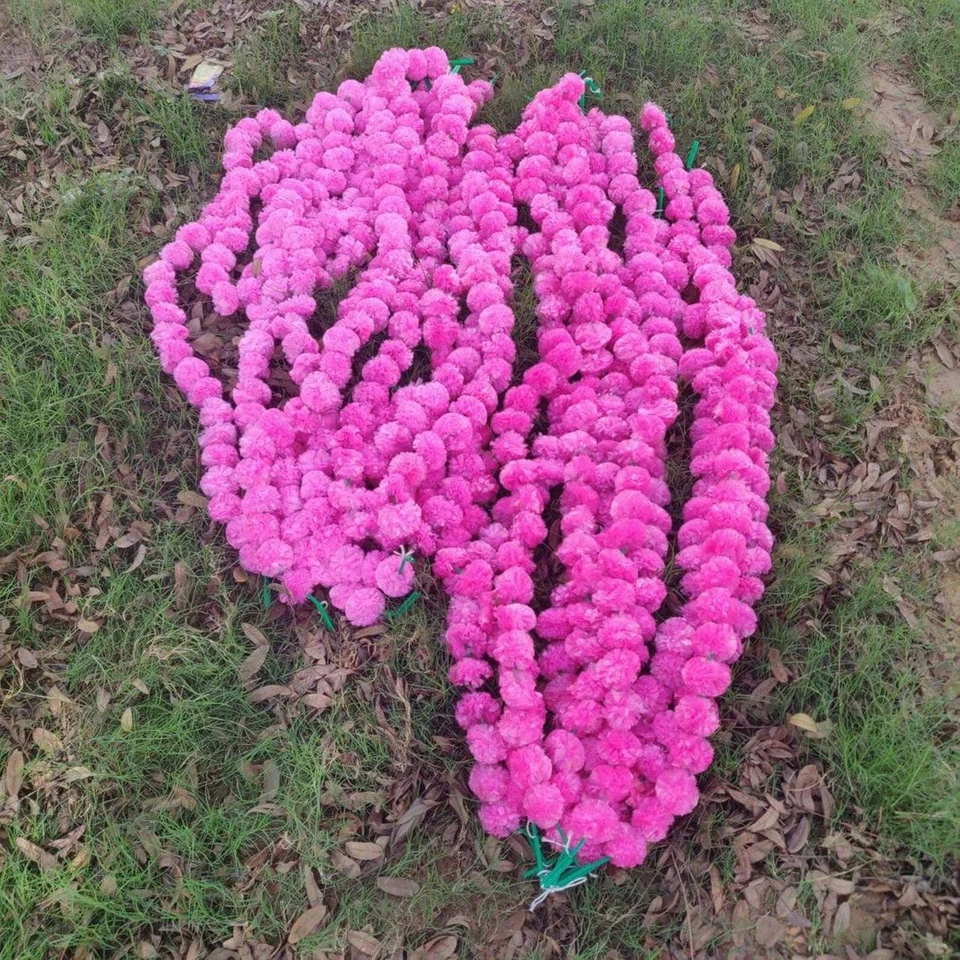Guirnaldas de flores de caléndula artificial india nuevas festival decoración del hogar Foto 4 de 4