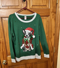 UGLY CHRISTMAS SWEATER FRENCH BULLDOG FESTIVE CHRISTMAS FRENCHIE DOG SZ XL