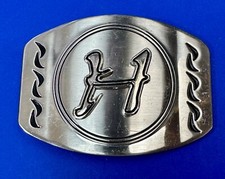 Custom Initial Monogram Letter H On Large Silver Tone Belt Buckle