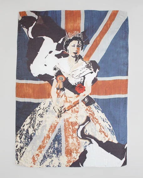 Alexander McQueen A W 2008 Queen Elizabeth Portrait Silk Scarf