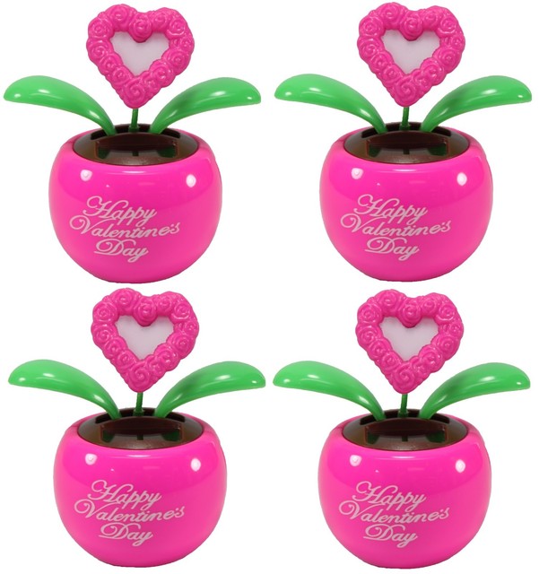 Lovers' Gift Set of 4 4 Pink Hearts Dancing Valentine's Day Solar Toy