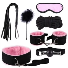 Collar,Handcuffs Ankle cuffs BDSM Restraints Bondage 7 Pieces