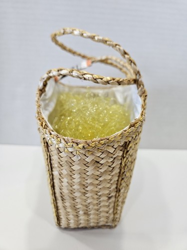 Vtg Woven Straw Purse Tote Easter Gift Basket Duck Playing Guitar Chick 🐥 CUTE - Picture 4 of 7