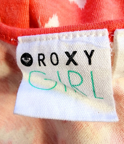 Roxy Girl Summer Dress Sz 14 XL Coral and White Striped Lace Trim Y2K Surf Beach - Picture 3 of 10