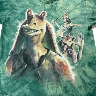 トップス STAR WARS Jar Jar Binks Vintage Star Wars Episode 1 Jar Jar Binks Liquid Blue Shirt Green