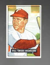 1951 Bowman #113 Bill Nicholson TAPED